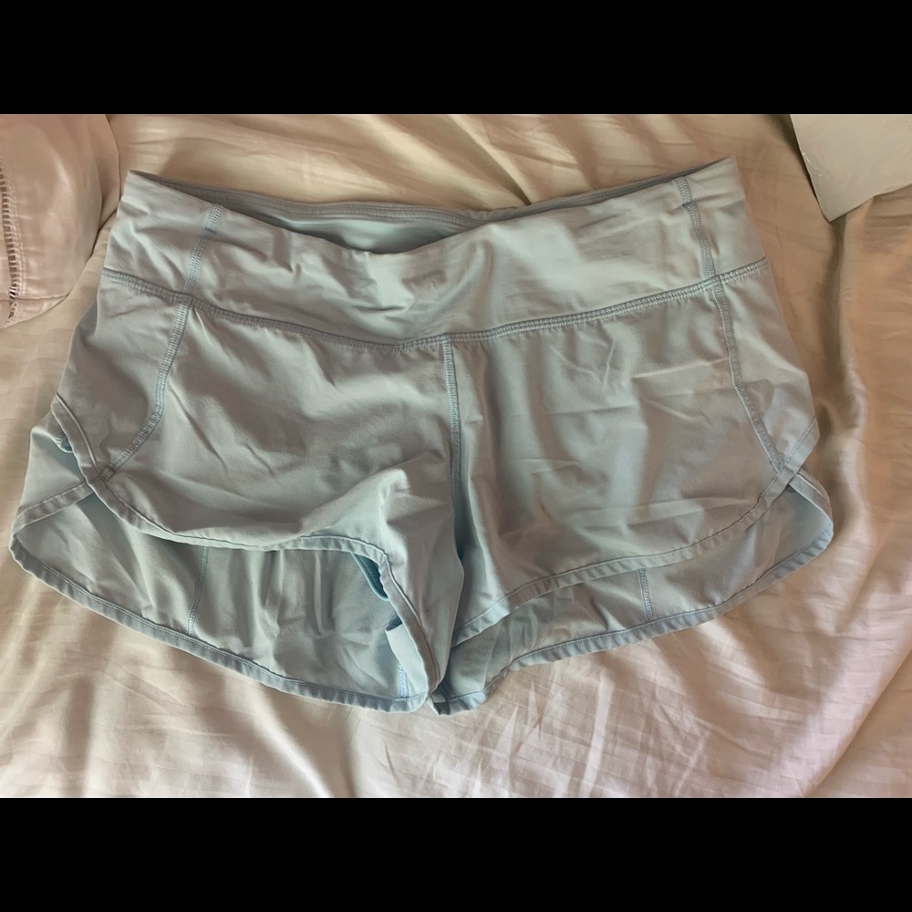 Lululemon light blue speed up shorts